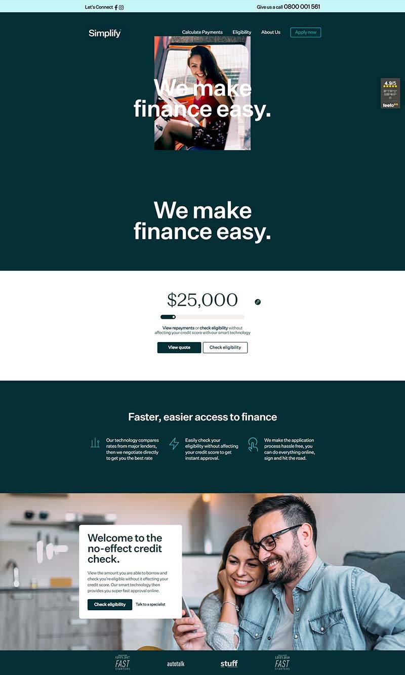 Simplify 新西兰汽车金融贷款服务网站