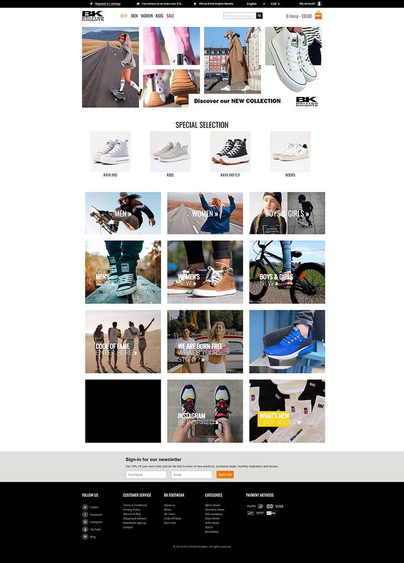 British Knights 荷兰街头运动鞋履品牌购物网站