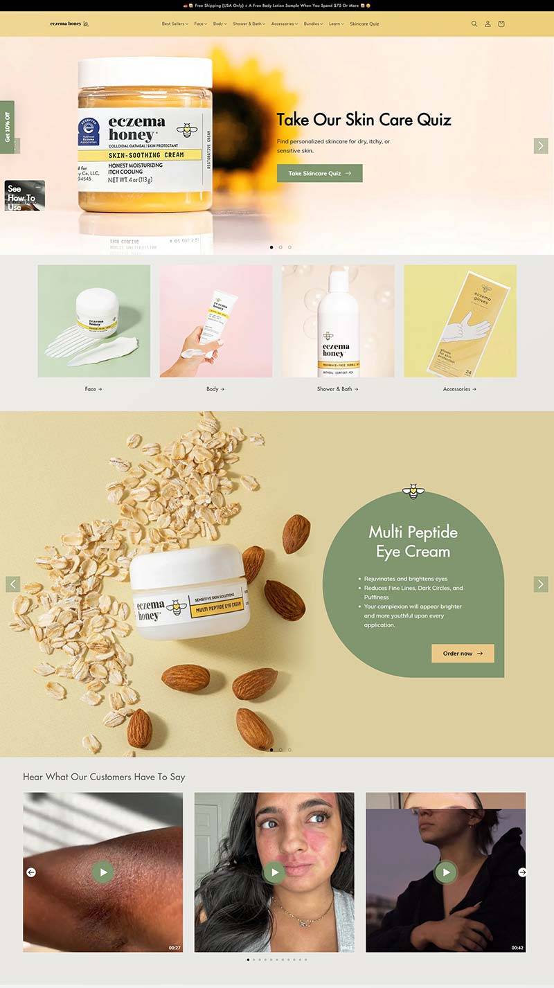 Eczema Honey 美国敏感肌肤护理产品购物网站