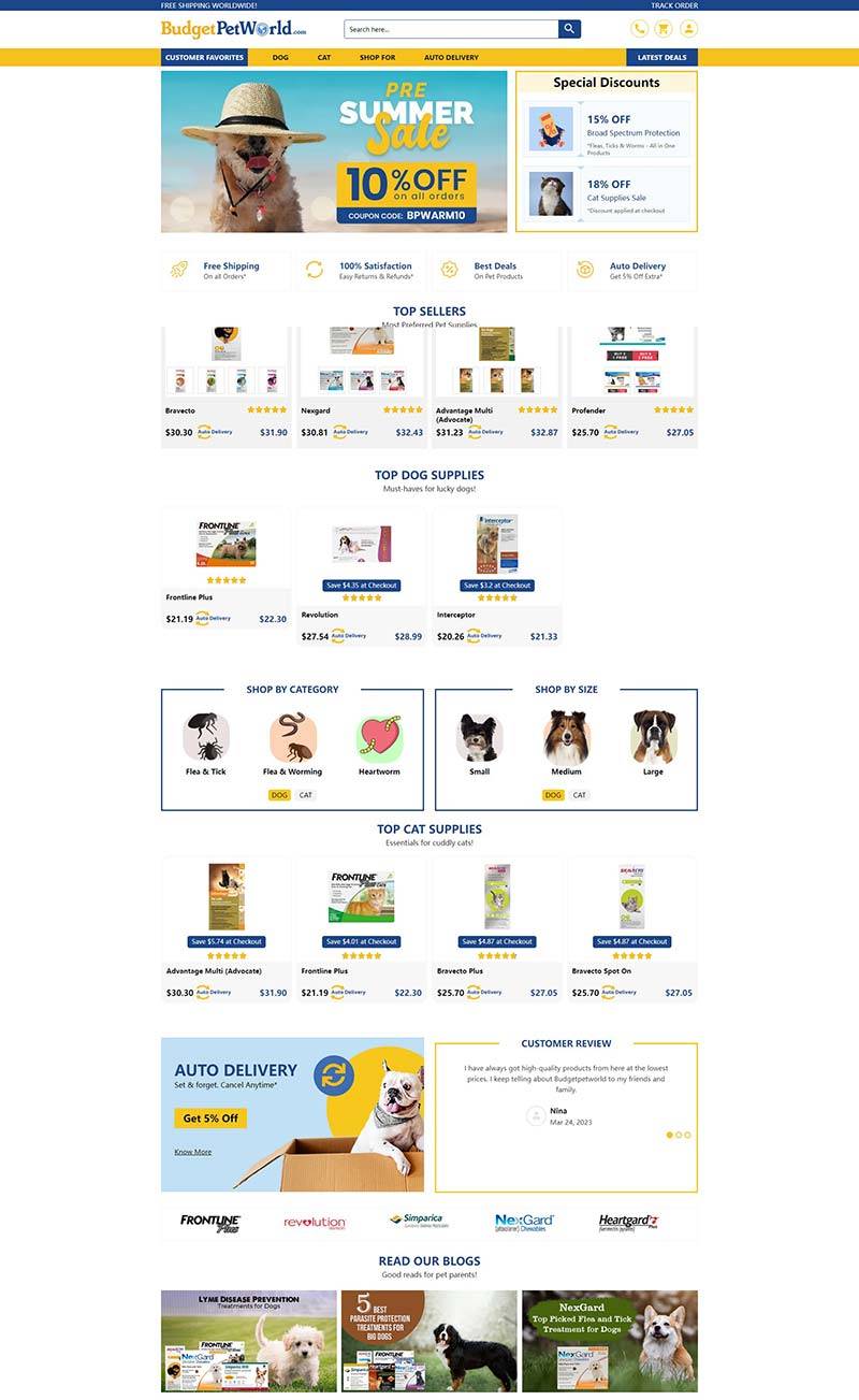 BudgetPetWorld 美国宠物医疗护理品牌购物网站