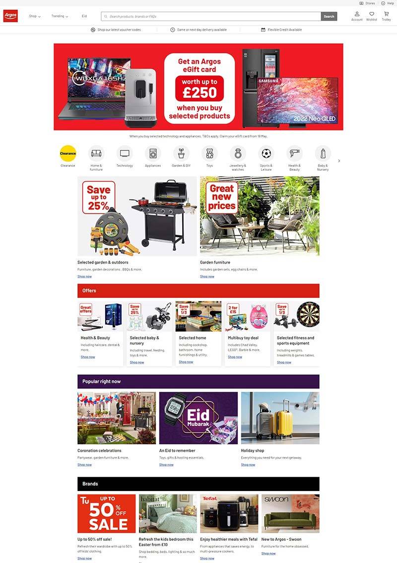 Argos 英国数字科技百货购物网站
