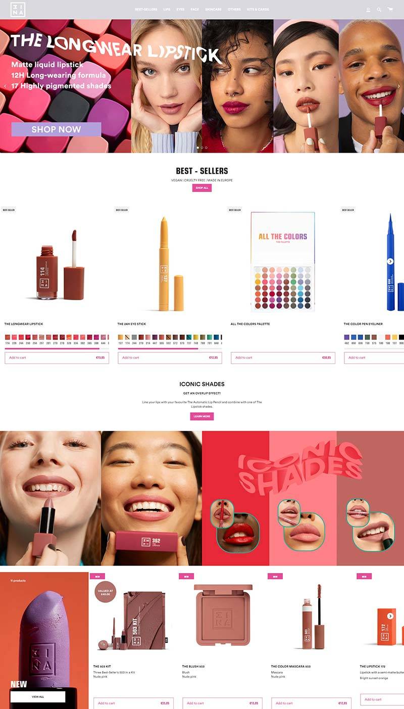 3INA 西班牙时尚彩妆品牌购物网站