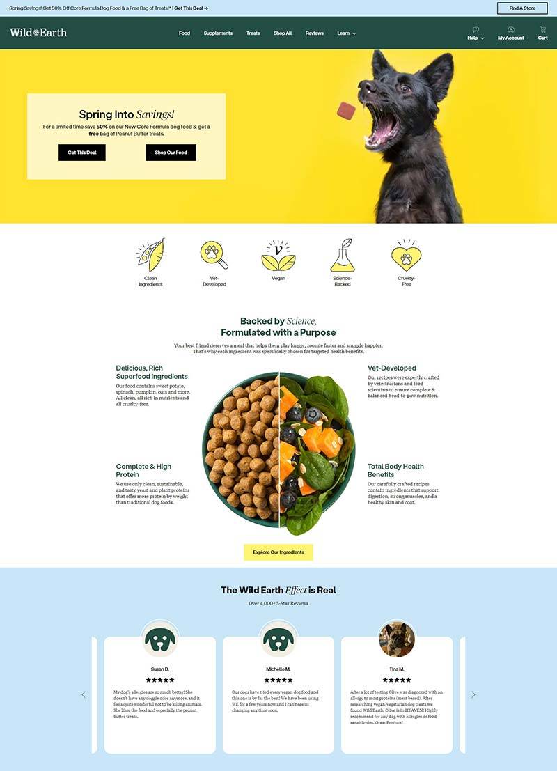 Wild Earth 美国健康宠物食品购物网站