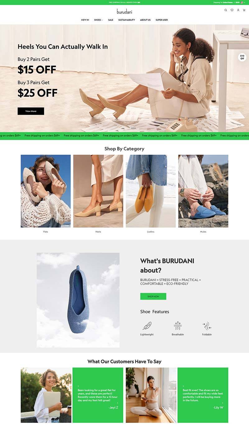 Burudani 美国现代女鞋品牌购物网站