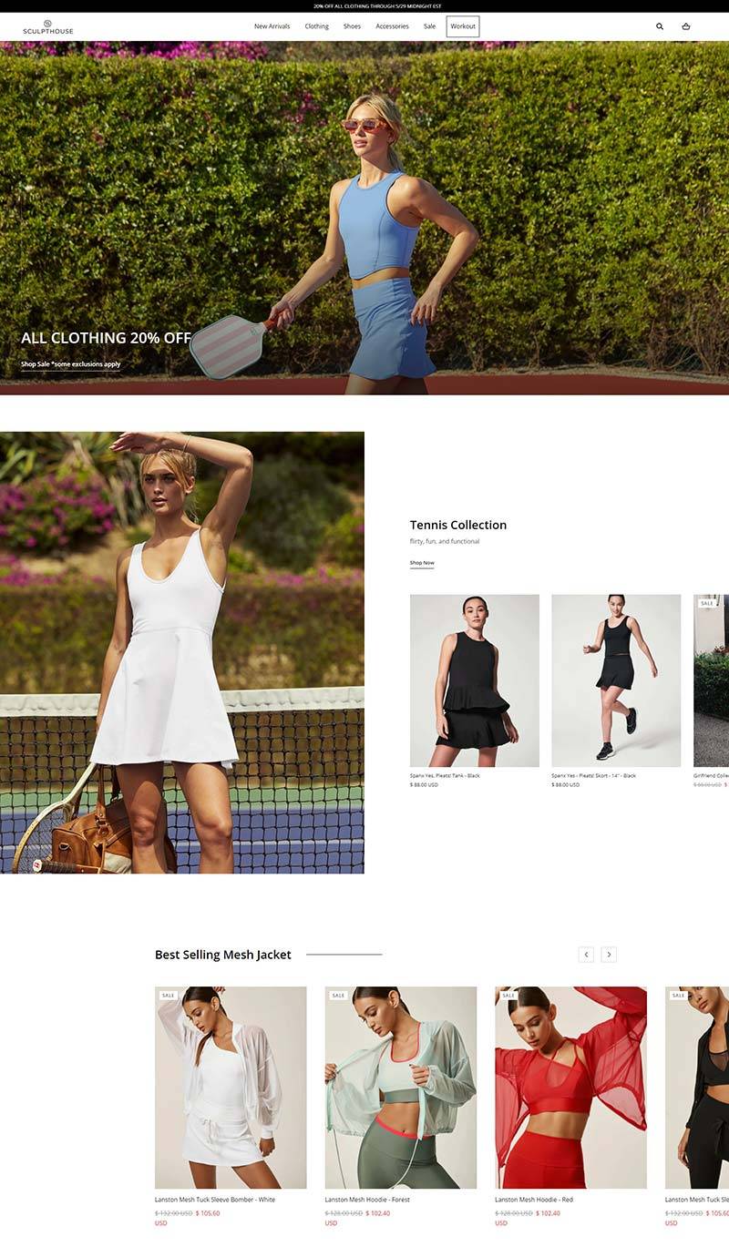 SculptHouse 美国运动健身女装购物网站