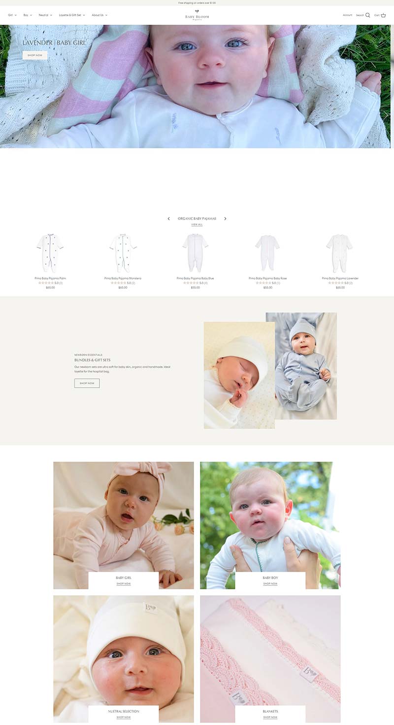 Baby Bloom Organics 美国婴儿有机棉服装购物网站