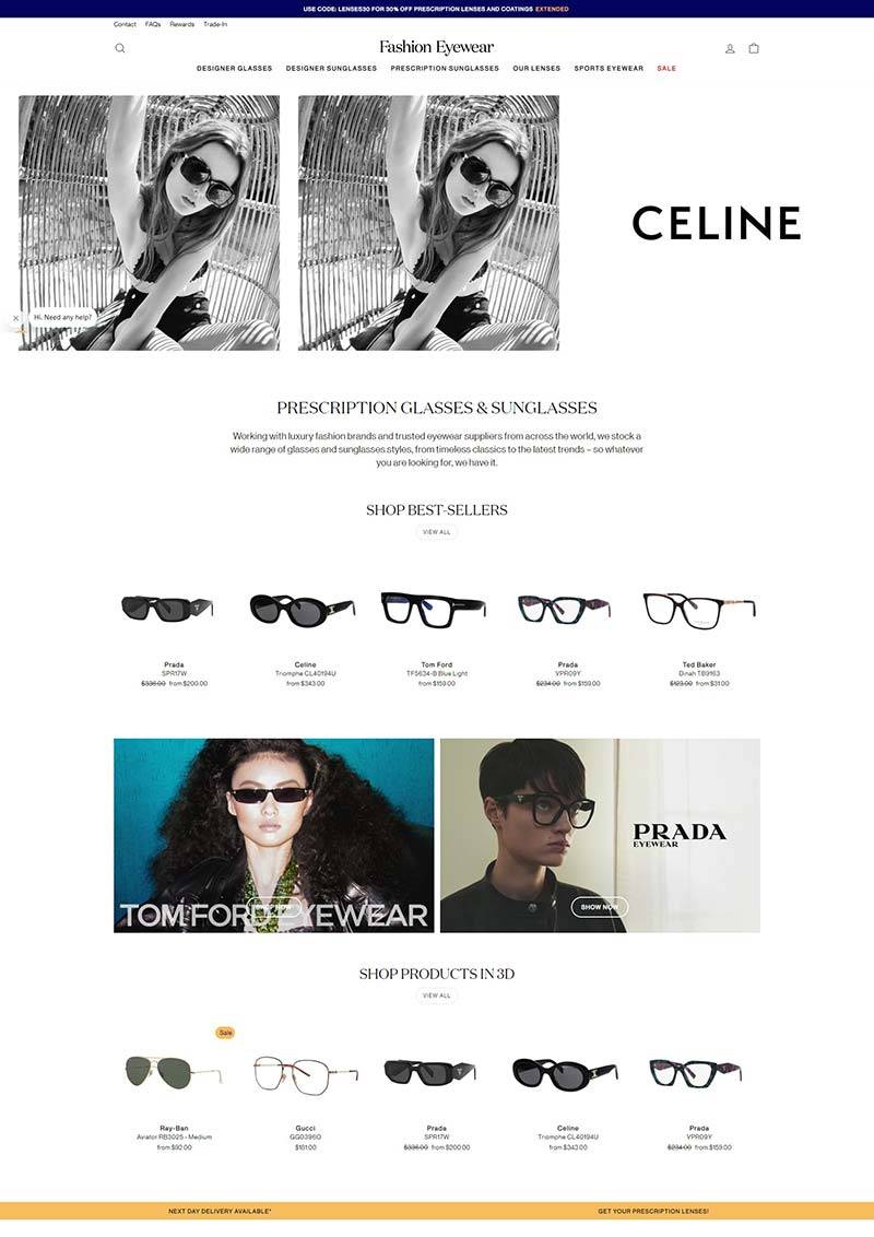 Fashion Eyewear 英国处方眼镜太阳镜购物网站