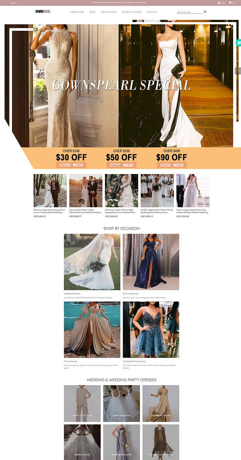 Gownspear 美国婚纱礼服配饰购物网站