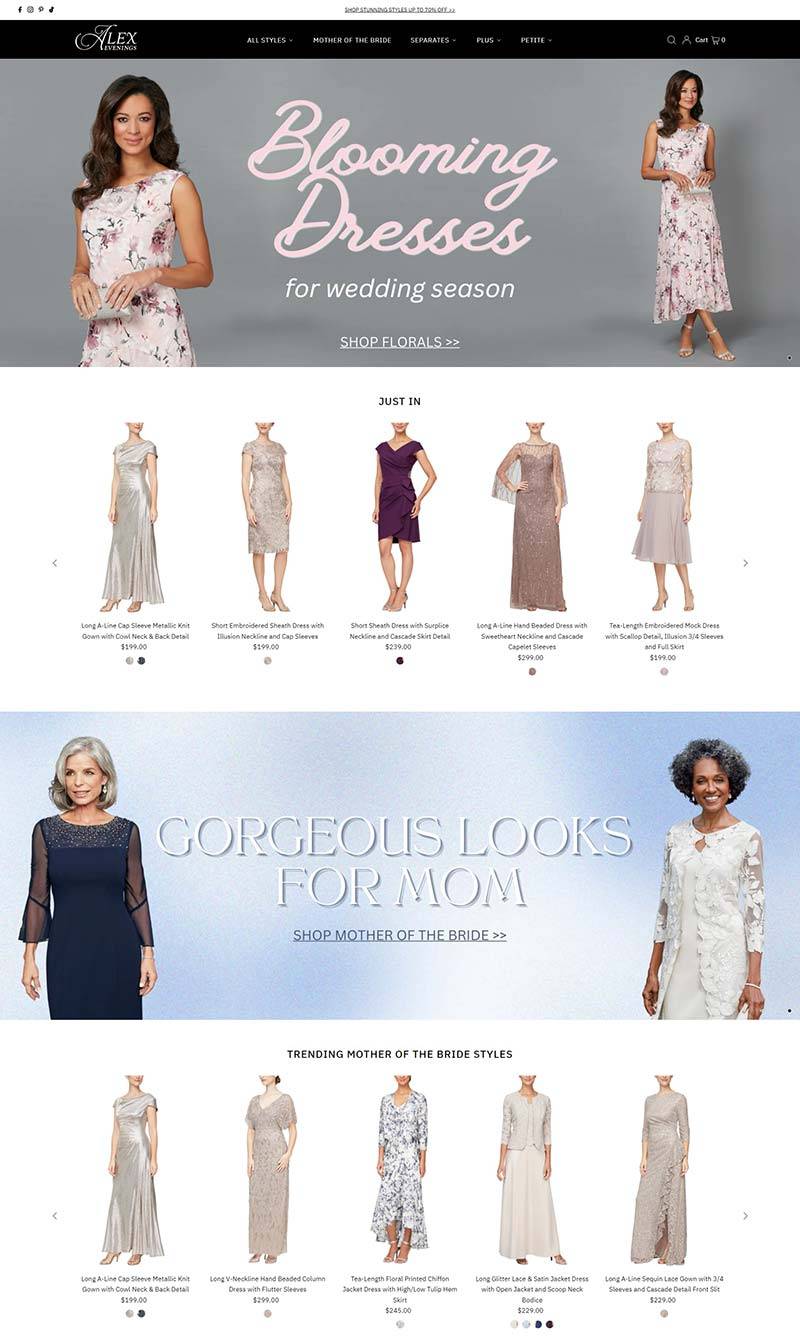 Alex Evenings 美国女性晚装礼服购物网站