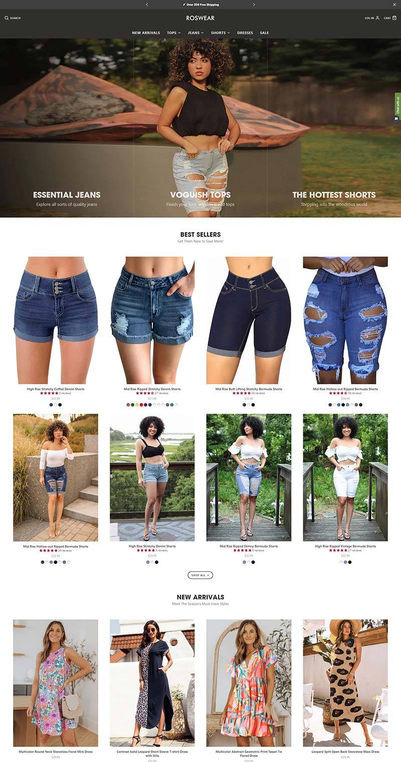 Roswear 美国女式牛仔裤品牌购物网站