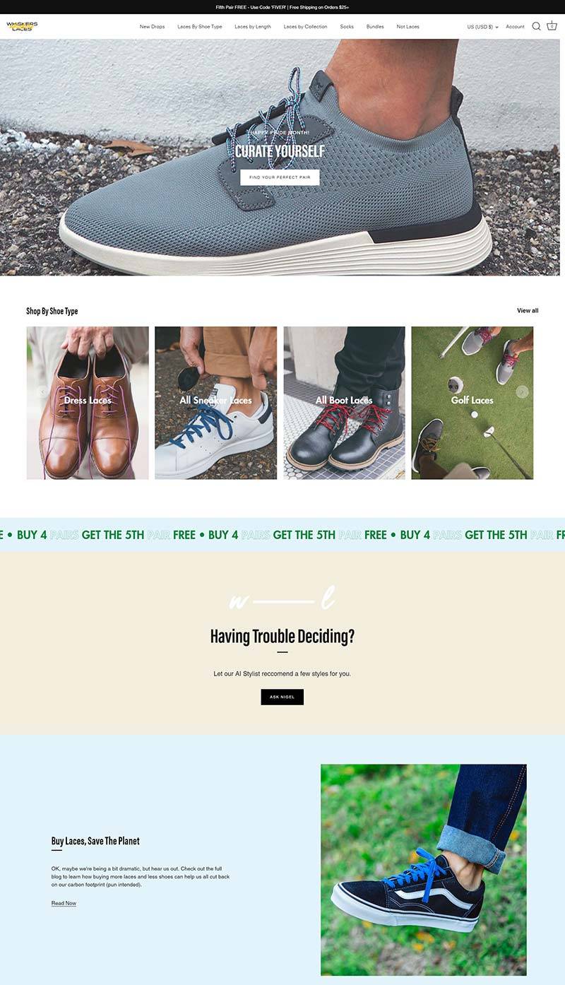 Whiskers US 美国可持续鞋带品牌购物网站