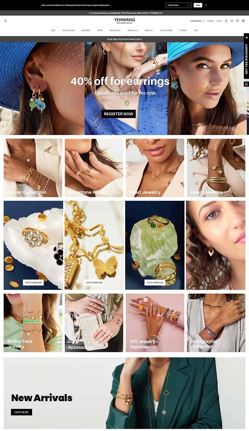 Yehwang US 荷兰流行珠宝品牌美国官网