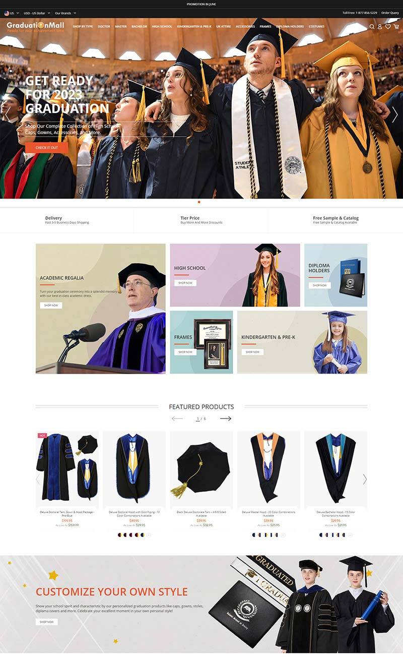 GraduationMall 美国毕业礼服专营网站