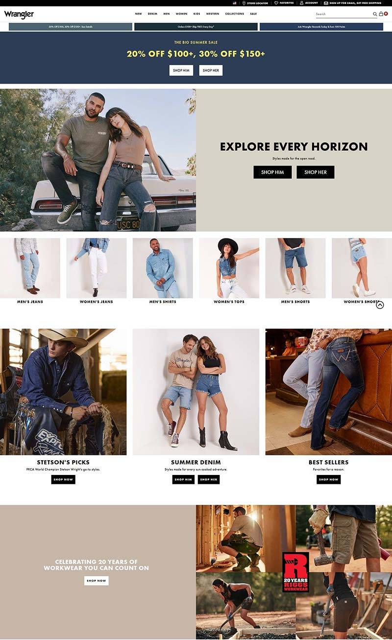 Wrangler 美国牛仔服饰品牌购物网站