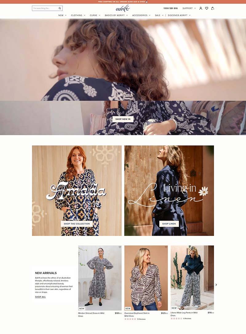 Adrift AU 澳洲休闲女装品牌购物网站