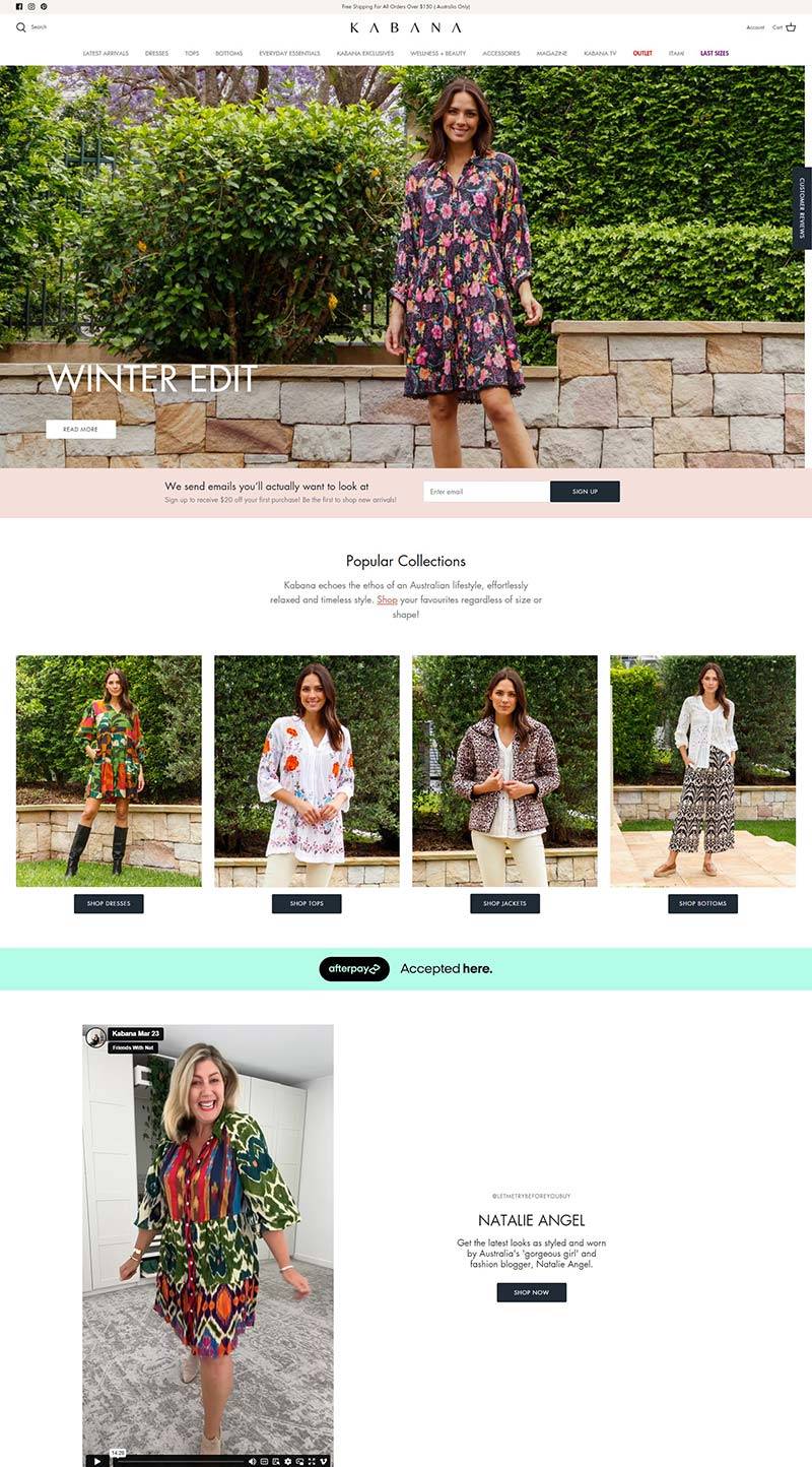 Kabana Shop 澳洲女性休闲生活品牌购物网站