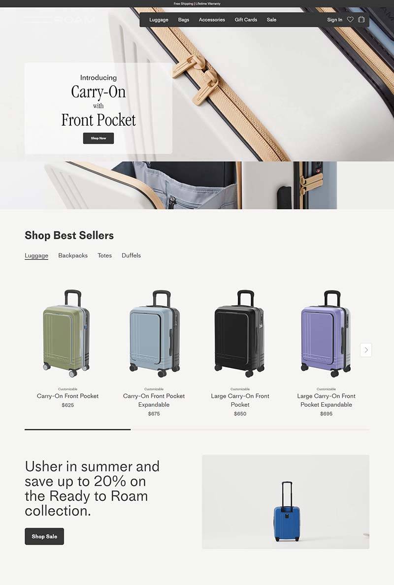 ROAM Luggage 美国旅行箱定制品牌购物网站