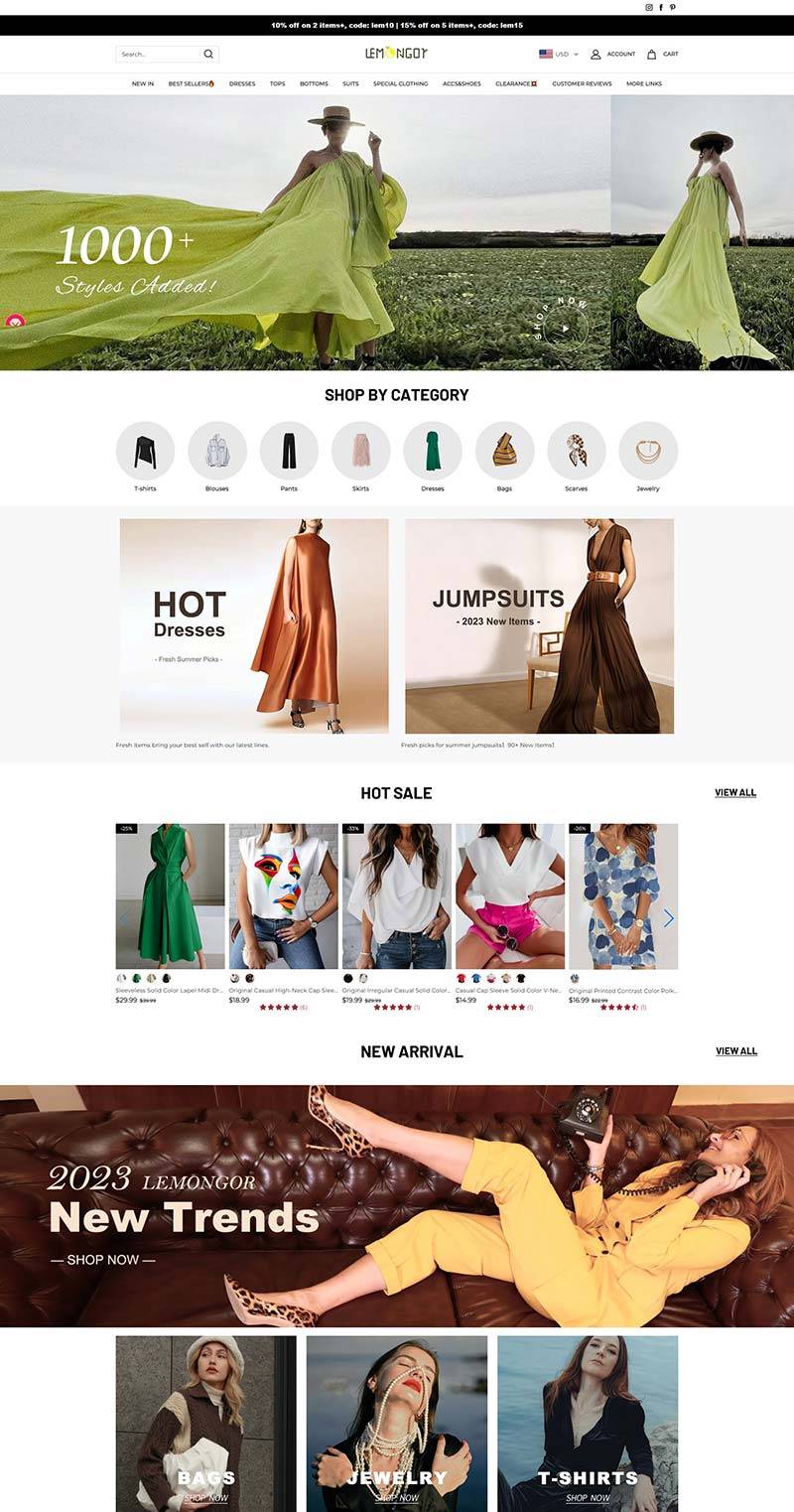 Lemongor 美国平价女装品牌购物网站