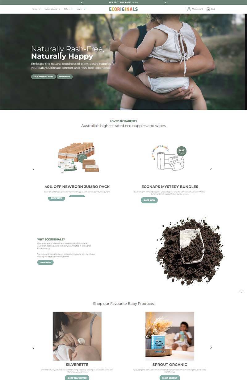 Ecoriginals AU 澳洲生态婴儿尿布购物网站