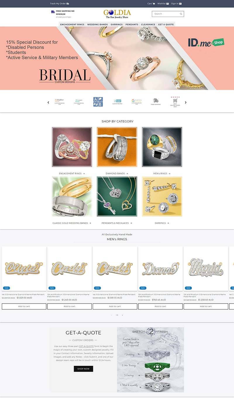 Goldia AU 澳洲在线珠宝电商购物网站