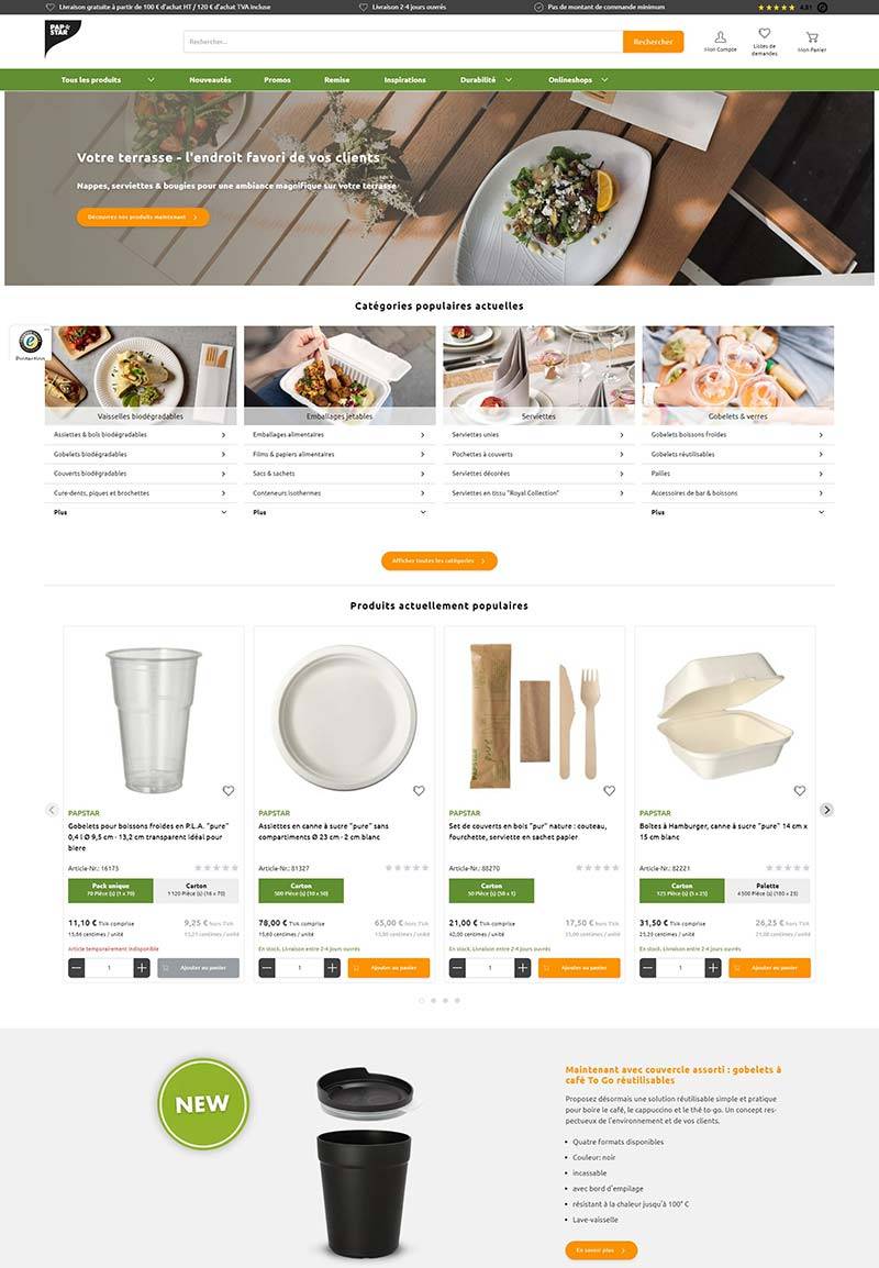PAPSTAR Shop 法国餐饮酒店消耗品购物网站