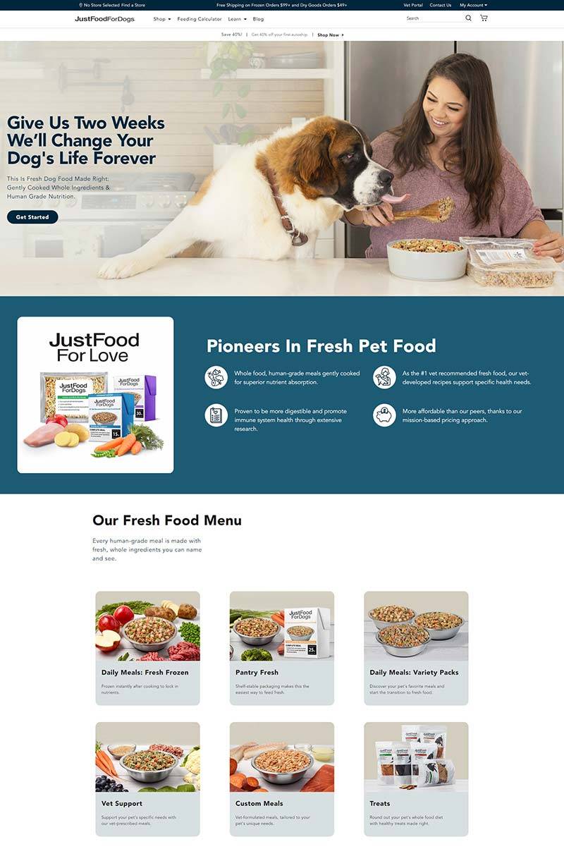 JustFoodForDogs 美国宠物狗狗食品服务订阅网站