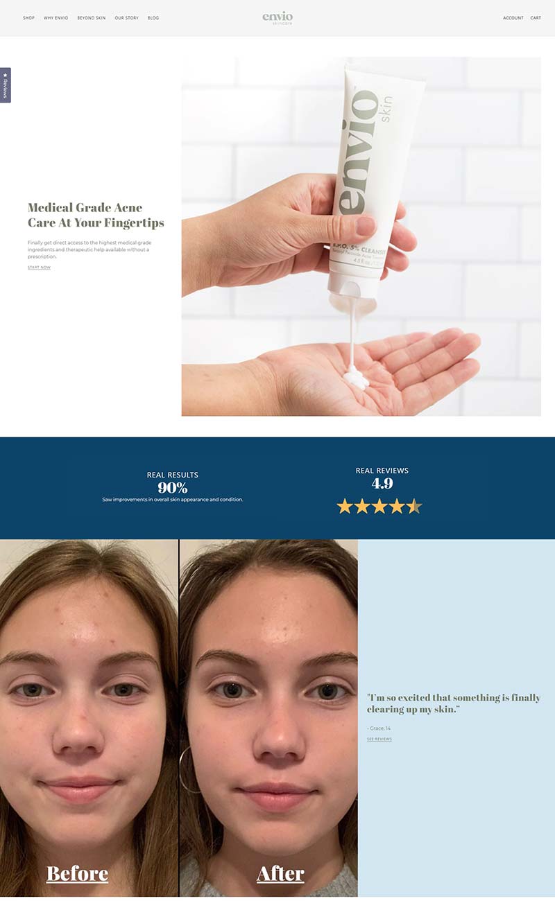 Envio Skincare 美国青少年植物护肤品购物网站
