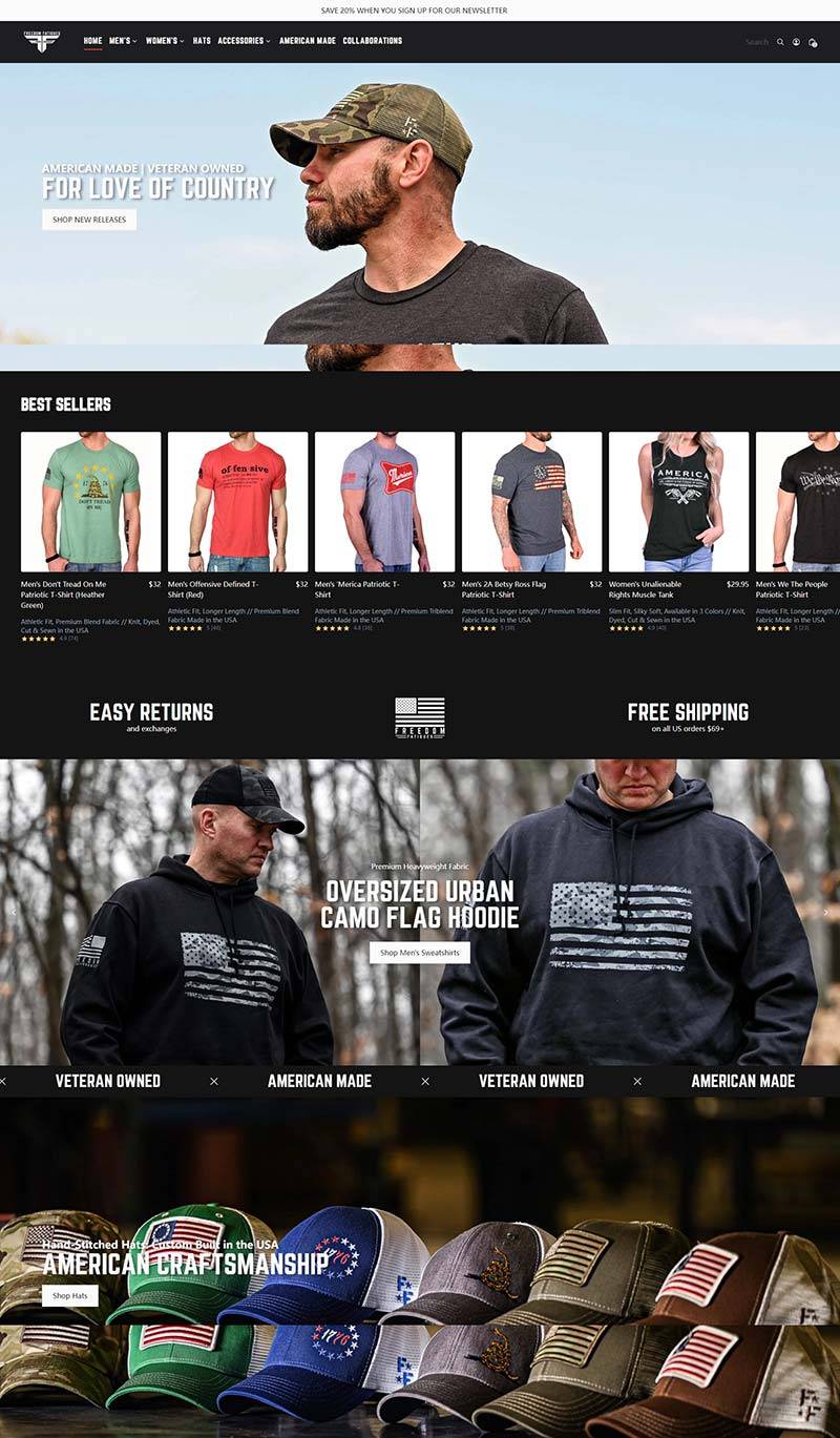 Freedom Fatigues 美国生活方式服装购物网站