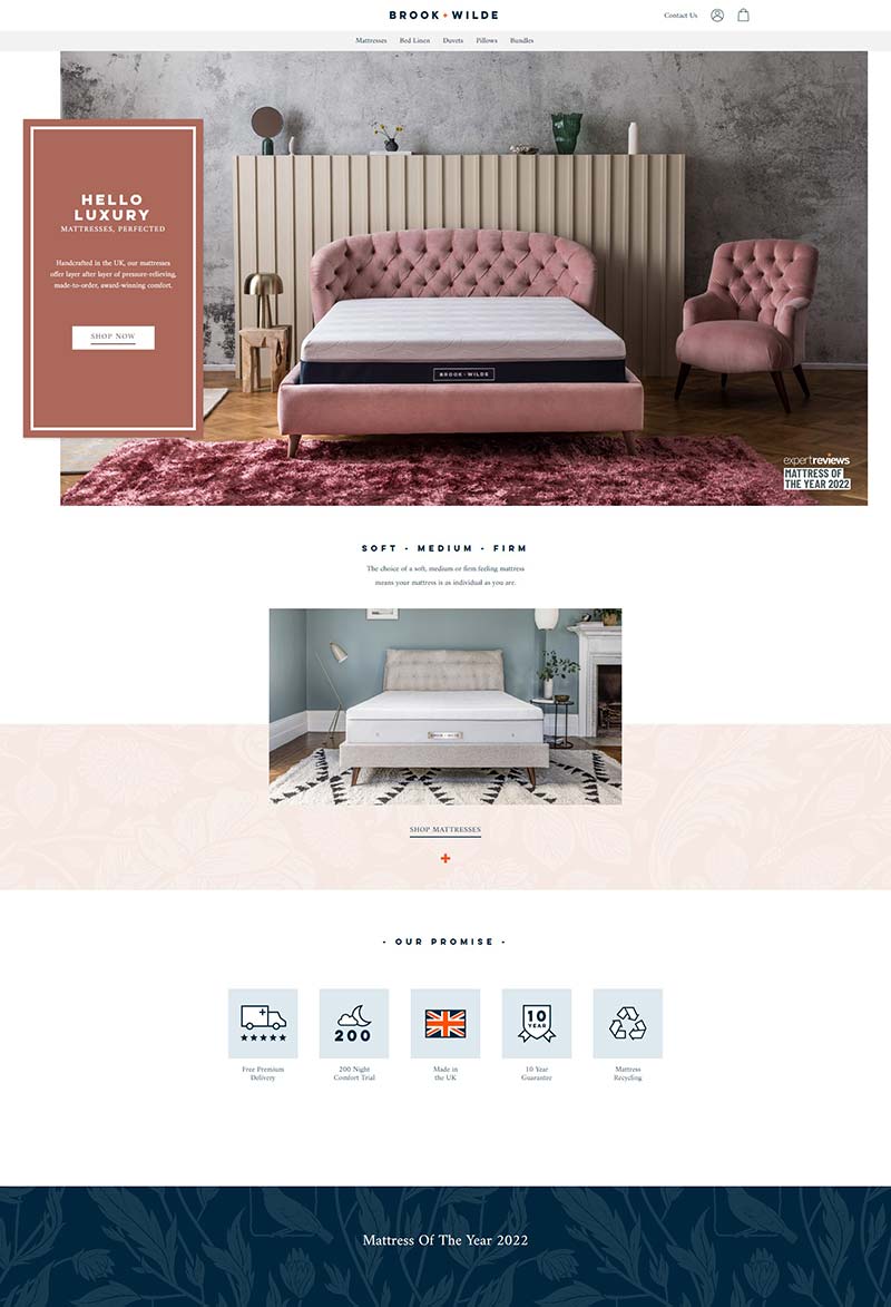 Brook + Wilde 英国奢华床垫品牌购物网站
