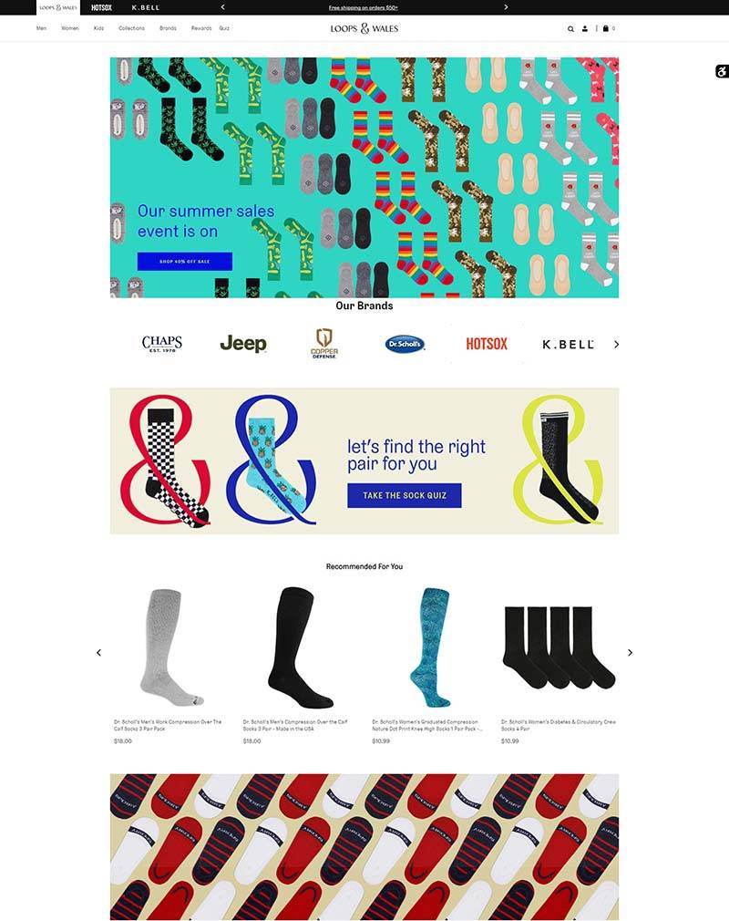 Loops & Wales 美国时尚袜子专营网站