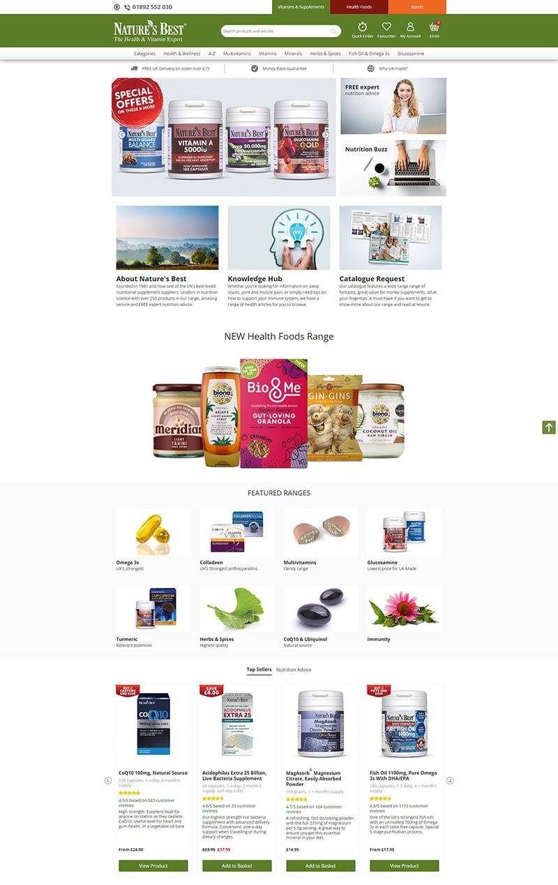 Nature's Best Health 英国营养补充剂品牌购物网站