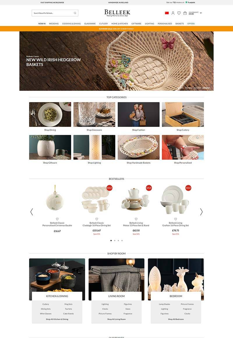 Belleek US 爱尔兰陶瓷餐具品牌美国官网