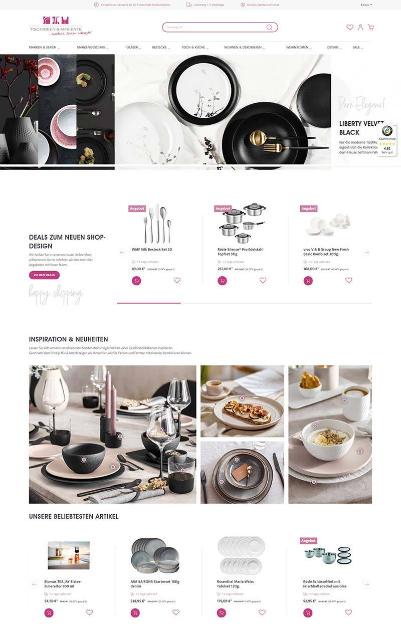 Tischideen & Ambiente 德国餐桌用具及装饰购物网站