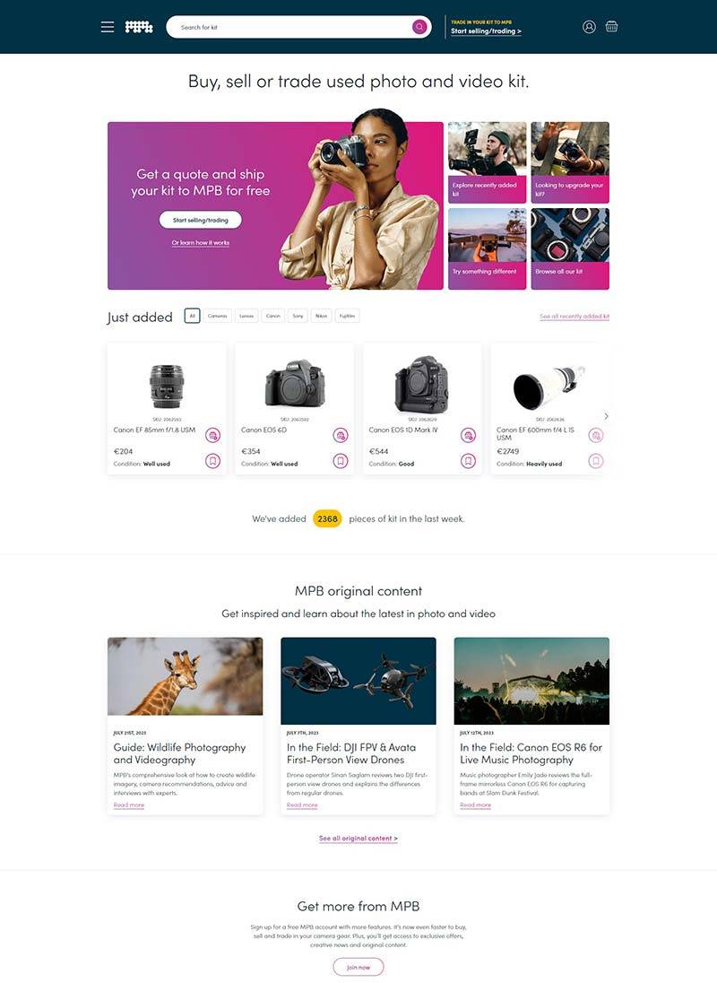 MPB 美国摄影摄像装备购物网站