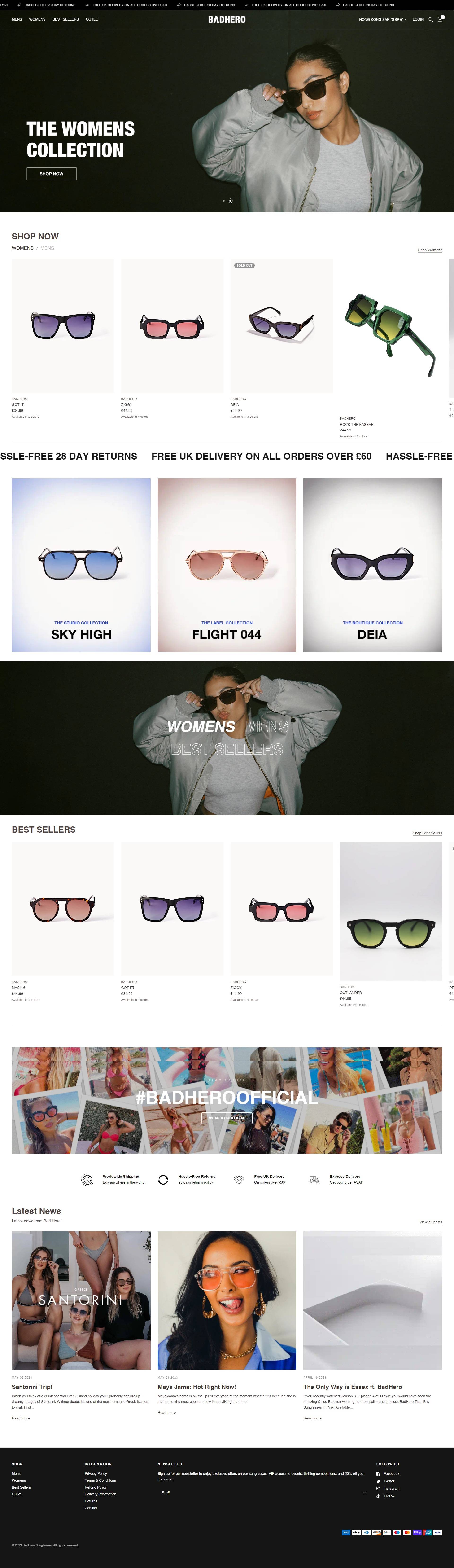 BadHero 英国时尚太阳镜品牌购物网站