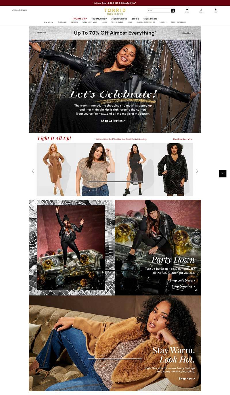 Torrid 美国时尚大码女装品牌购物网站