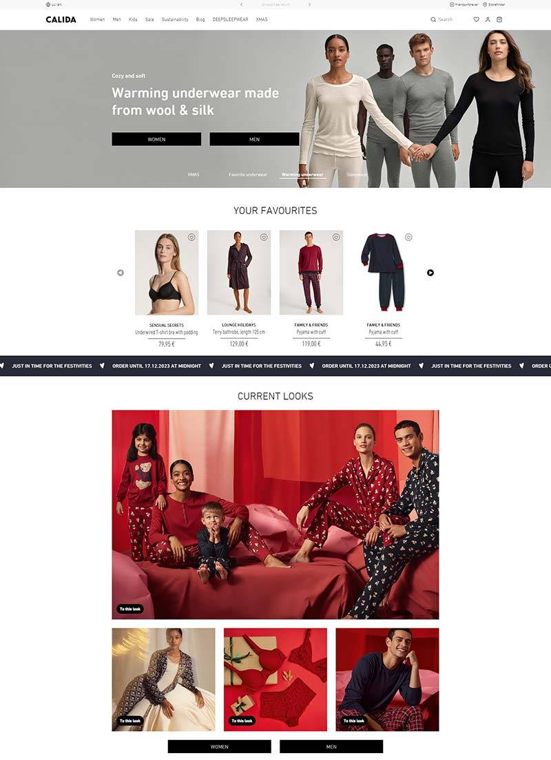 CALIDA 瑞士居家内衣品牌购物网站
