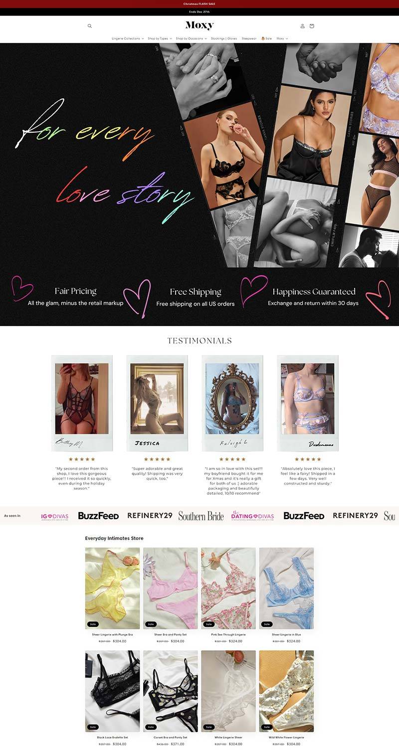 Moxy Intimates 美国平价时尚内衣品牌购物网站