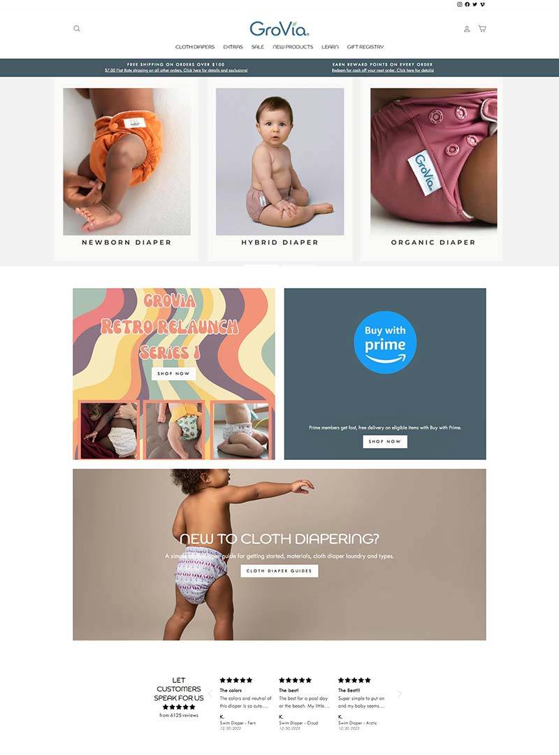 GroVia 美国环保婴儿尿布购物网站