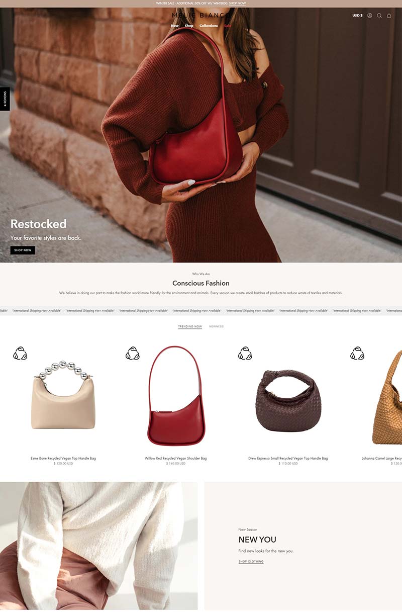 Melie Bianco 美国纯素皮革手袋品牌购物网站