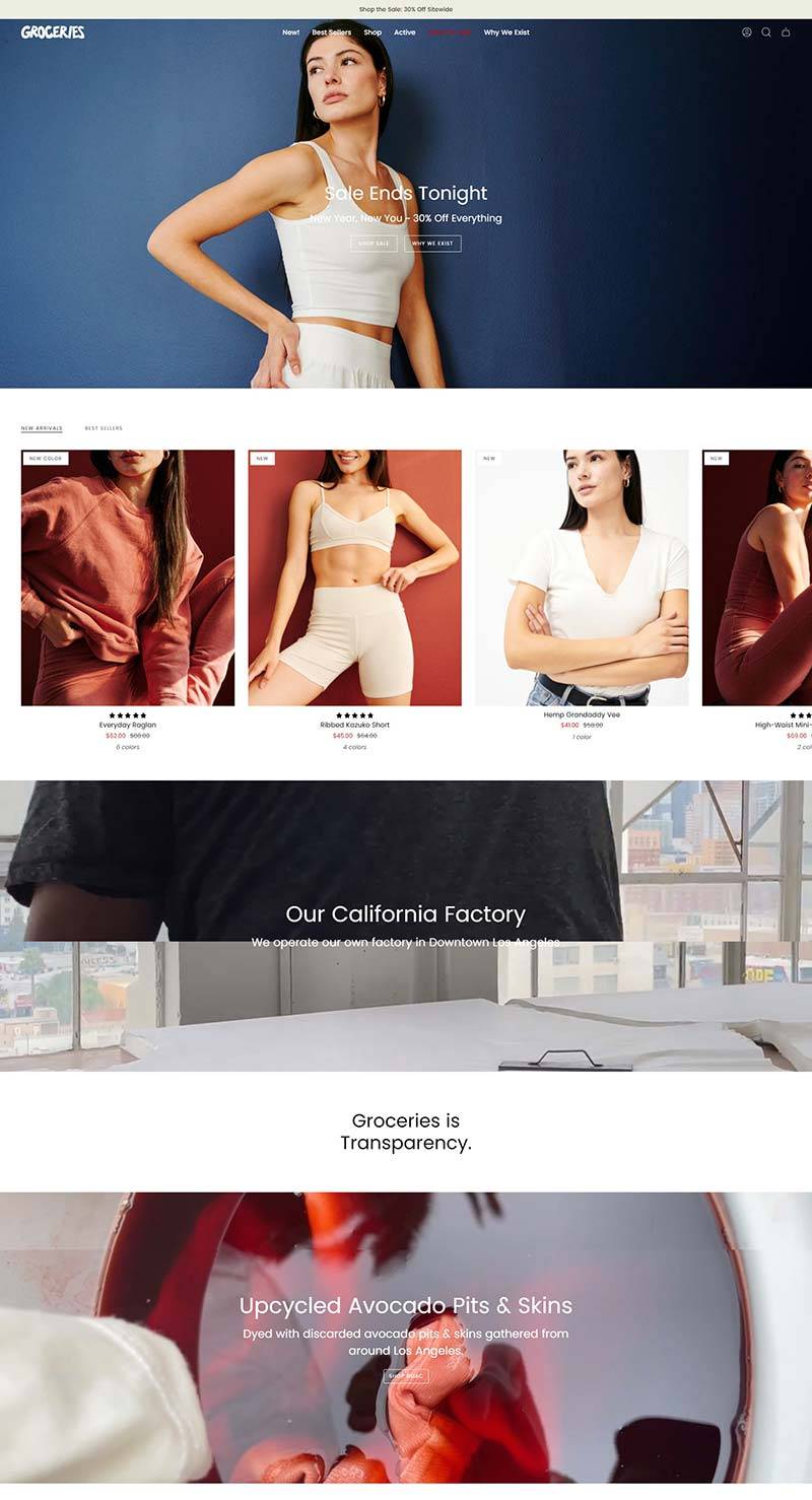 Groceries Apparel 美国有机环保服装品牌购物网站