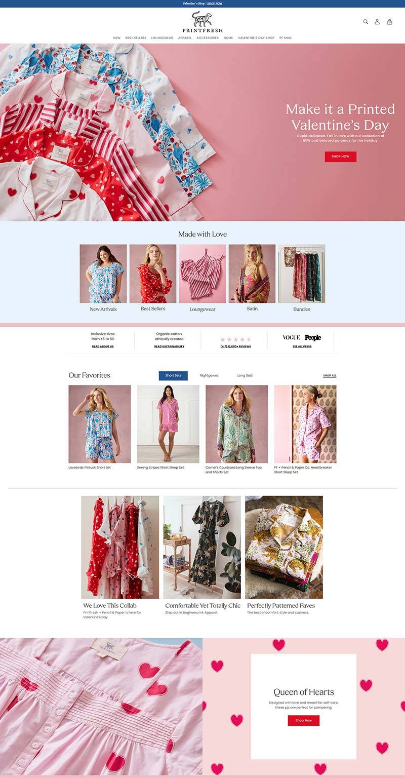 Printfresh 美国手工纺织居家服购物网站
