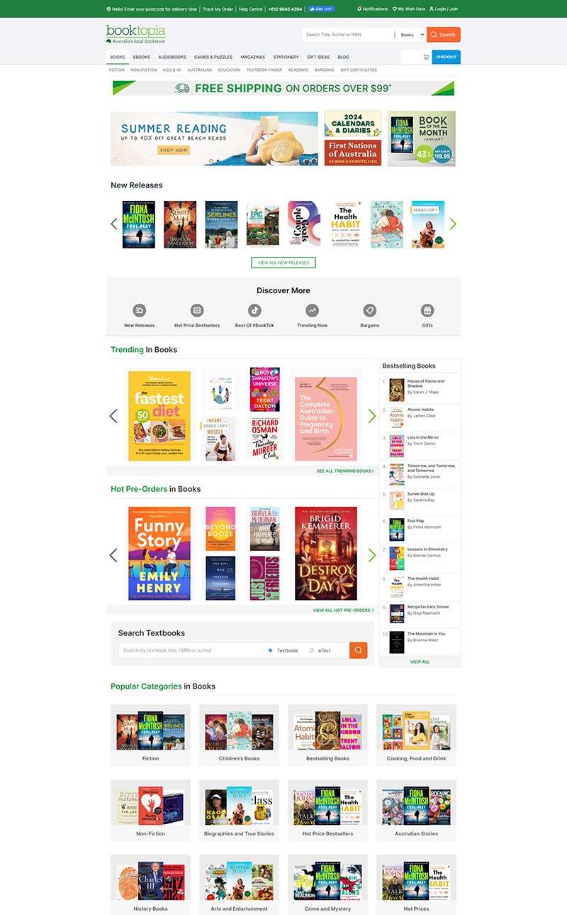 Booktopia 澳大利亚知名在线书店订阅网站