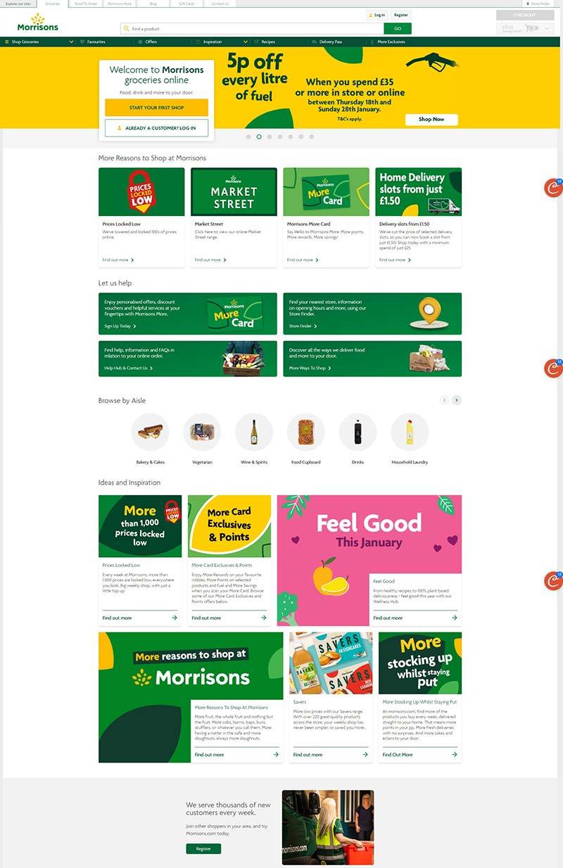 Morrisons 英国莫里逊连锁百货超市购物网站