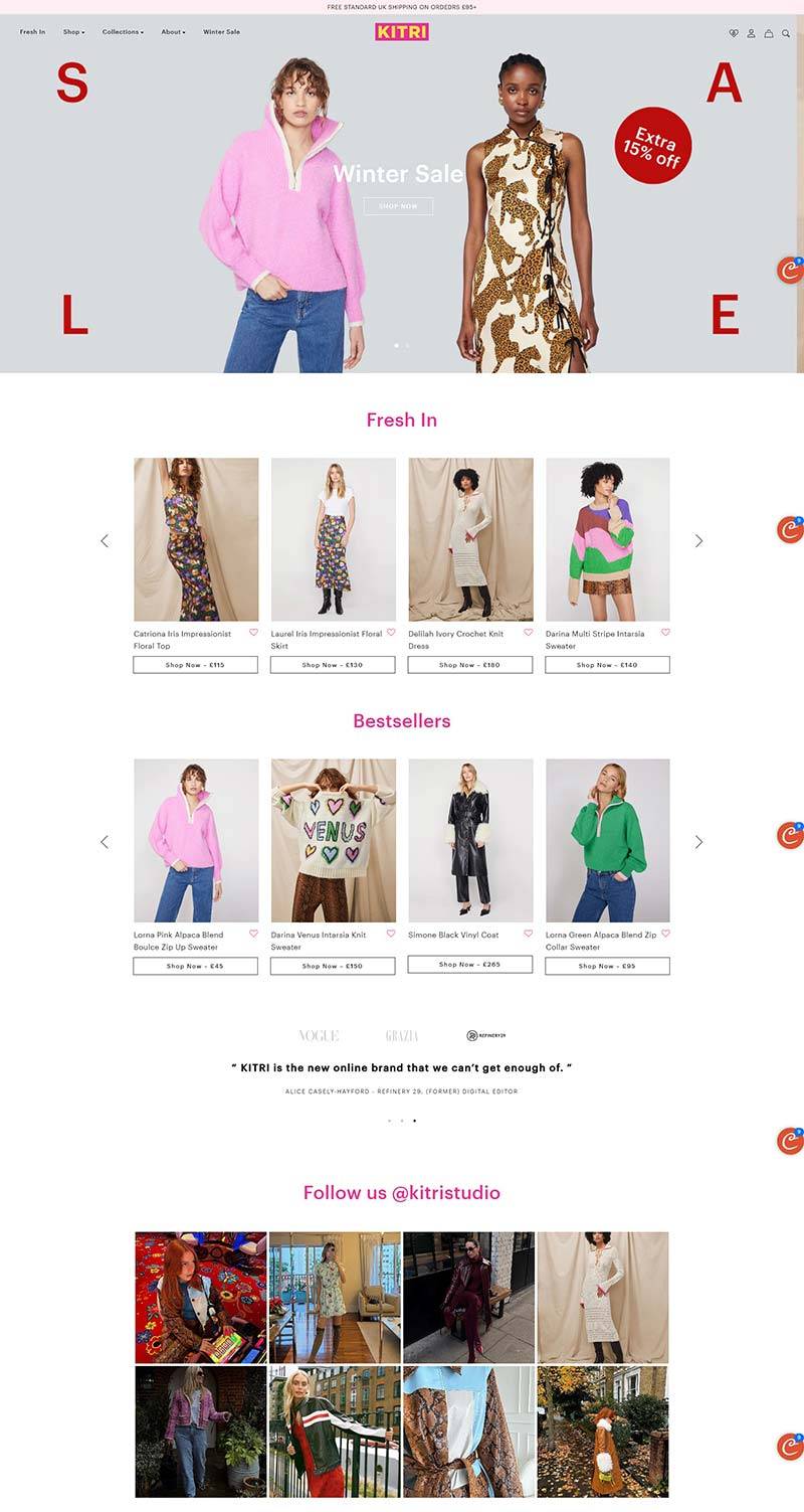 KITRI Studio 英国女性时装品牌购物网站