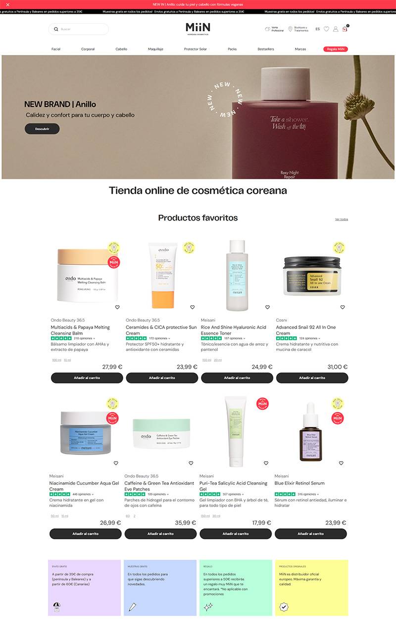 MiiN Cosmetics 西班牙韩式化妆品购物网站