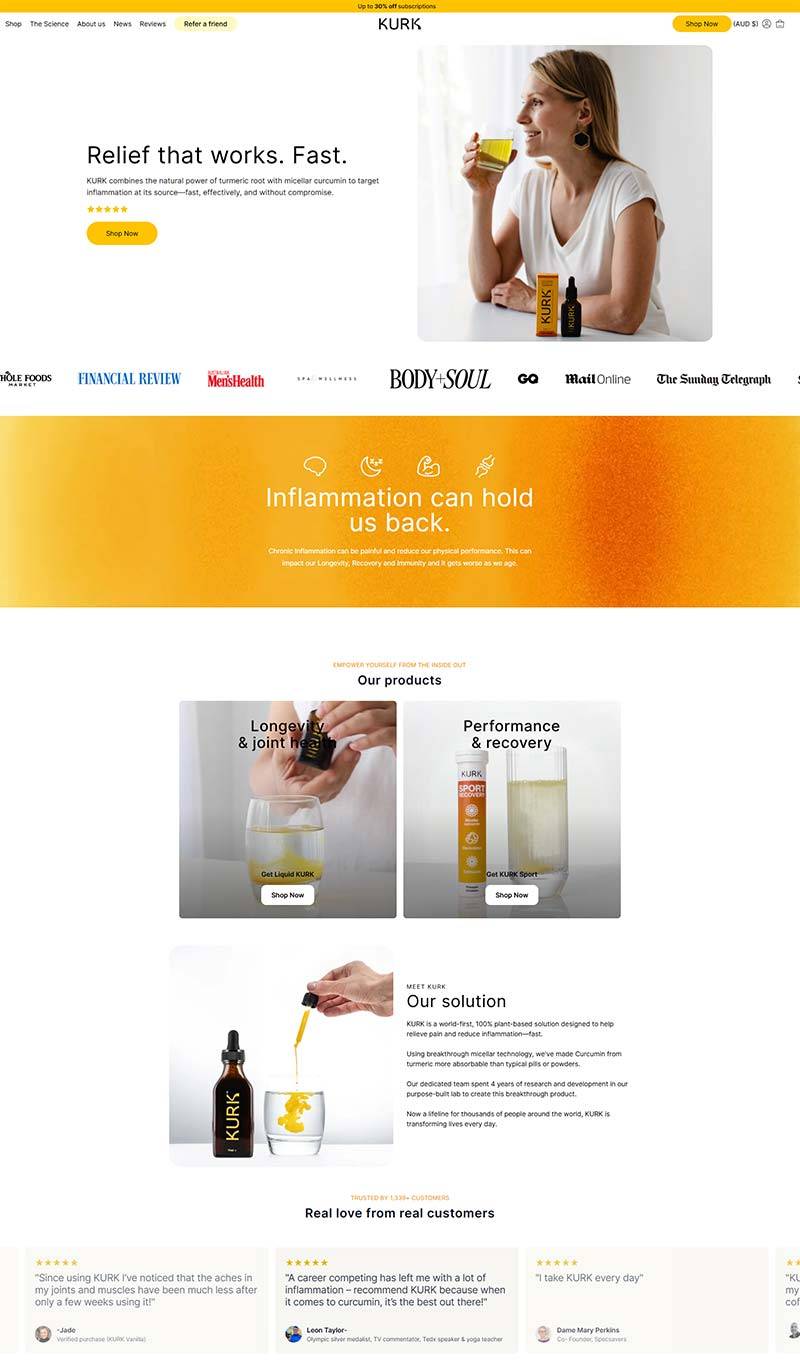 KURK AU 澳洲姜黄抗炎补充剂购物网站