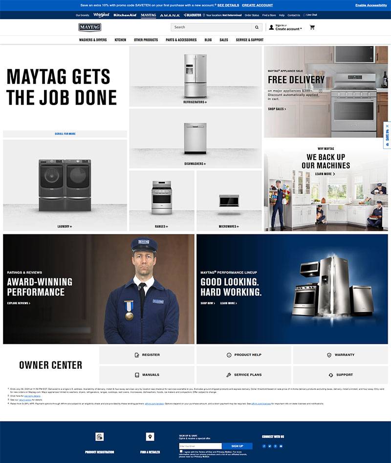 Maytag 美国百年电器品牌购物网站