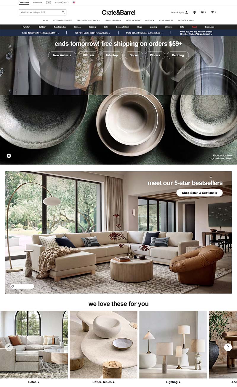 Crate & Barrel 美国品牌家具家居购物网站