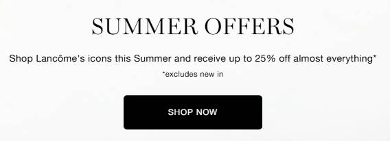 Lancôme UK 官网现夏日大促无门槛7.5折起,每单自选3小样